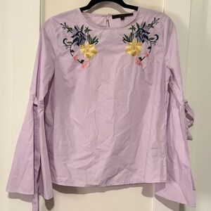 MAXSPORT Beautiful Embroidered Mauve Top Bell Sleeves in Size Small Pristine